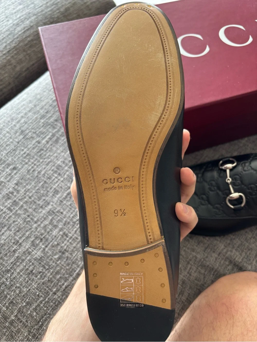 Gucci Black Leather Horsebit Embossed Loafers 9.5 42.5 $990